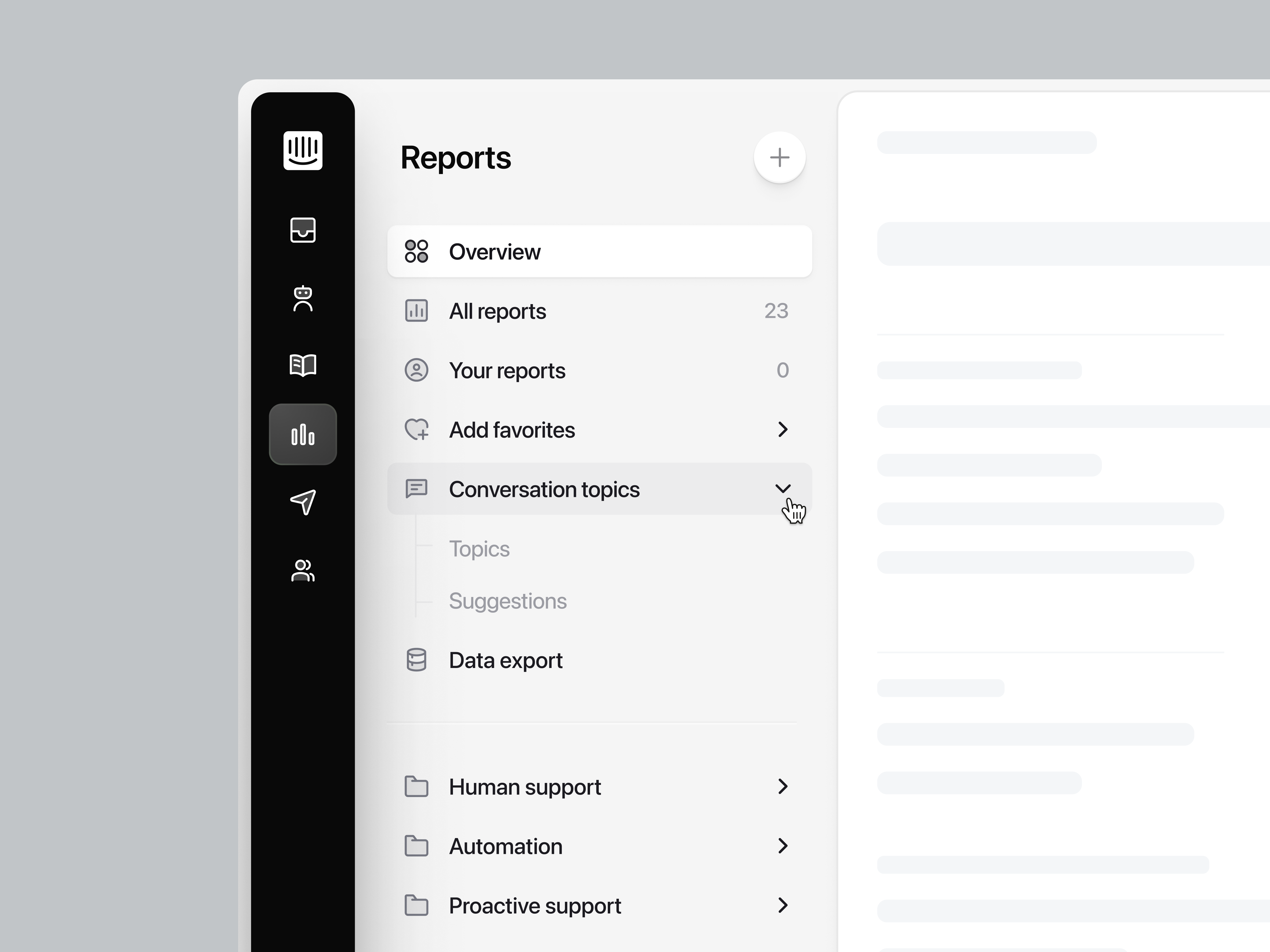 Example of Intercom sidebar exploration
