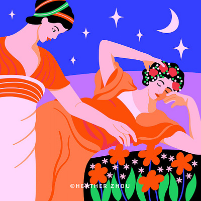 Relaxing Night book illustration colorful digital art editorial illustration fashion friends graphic design illustration lifestyle mental health vector vector art