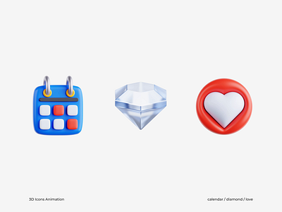 UI 3D Animation 3d 3d animation blender calendar clean design diamond heart icon icons illustration love minimalist simple ui ui animation