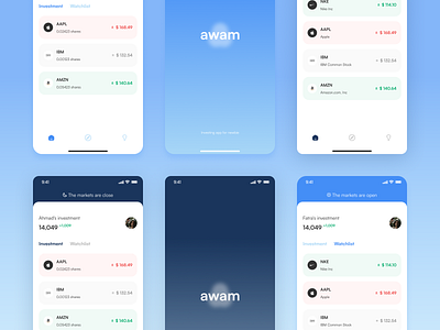 awam • Invest App • 1 blue finance invest ios mobile ui user interface ux