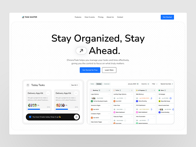 Modern Task Management UI Design clean dashboard design landing page management modern interface productivity tools project management saas task task management ui design ux design web app design web design website