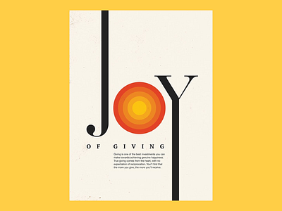 Joy of Giving: A Creative Visual Representation of Generosity branding clean design colorful design creative poster donation visual generosity message gratitude design heartfelt message impactful typography inspire inspiring design joy joy of giving message of kindness modern design motivational poster positive design visual visual identity warm color palette