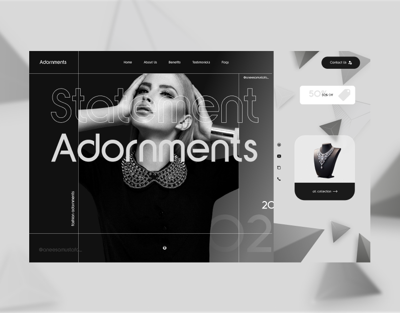Jewelry UI Landing Page Design | "ADORNMENTS" adornments landing page adornments web design design trends 2025 figma jewelry landing page jewelry web design ui uiux