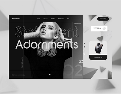 Jewelry UI Landing Page Design | "ADORNMENTS" adornments landing page adornments web design design trends 2025 figma jewelry landing page jewelry web design ui uiux