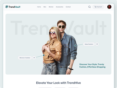 TrendVault: Stylish Apparel & Accessories Websites accessories website apparel fashion brand fashion design fashionwebsite hero section homepage homepage design modern ui modern website product page responsive website shop stylish stylish home page design ui design user interface design web ui design website website ui