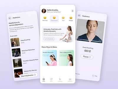 StressTeen - Meditation Feature exercise app exercise app design figma figma ui interection app meditation meditation app meditation ui mimimal design mobile app design mobile ui responsive design stress relief app ui app user centric user centric design user research ux ux design