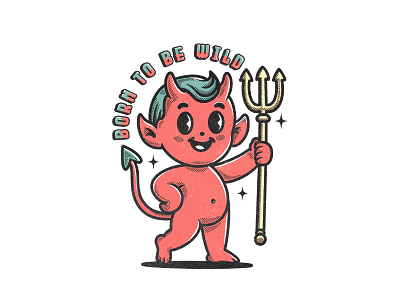 Born To Be Wild apparel art baby demon born to be wild character design characterdesign characters cute art cute illustration demon demon cartoon demon character illustration mascot demon retro art retro demon retro design retro mascot retro style vintage