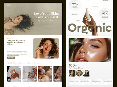 Landing Page for skincare cosmetic Brand appdesign branding dailyui dailyui100 design designchallenge designui001 graphic design herosection illustration landingpage skincarewebsite typography ui ux vector webdesign website websitedesign