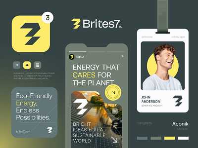 Brites7™ - Logo & Branding for an Eco Energy Power Brand. app icon bolt logo brand guidelines brand identity branding creative logo design eco energy eco logo electricity logo energy logo icon logo logotype modern logo power logo renewable energy solar logo solar panel logo symbol