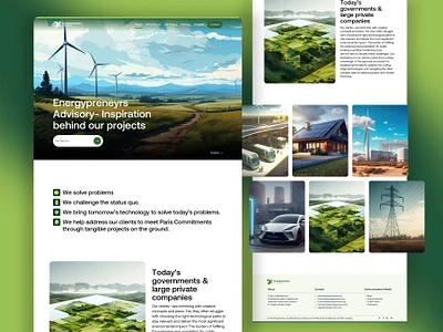 Electric - Renewable Energy Website Energy Preneurs landing page eco ecofriendly ecommerce electric energy graphic design nature solar panel turbin ui