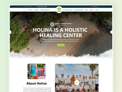 Holina Rehab Web Site Design: Landing Page / Home Page UI addiction concept design figma holina homepage hotel interface landing page mockup pools rehab restaurant rooms thailand therapy treatment ui webapp yoga