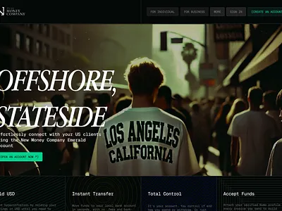 The Money company hero section branding ui web website website design