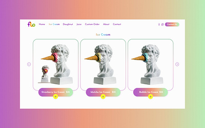 FLO- UI design Ice Cream concept creative graphic design ice cream illustration logo porduct design ui ux vector website