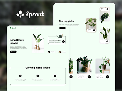 Sprout Plant Shop — Minimal UI/UX Landing Page Design landing page minimalist modern design nature plant shop ui ux website