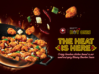 Panda Express x Hot Ones - Blazing Bourbon Chicken advertisement brand identity branding commercial fast food food food retouching graphic design hot ones illustration jeffrey dirkse neon neon typography panda express restaurant retouching typography