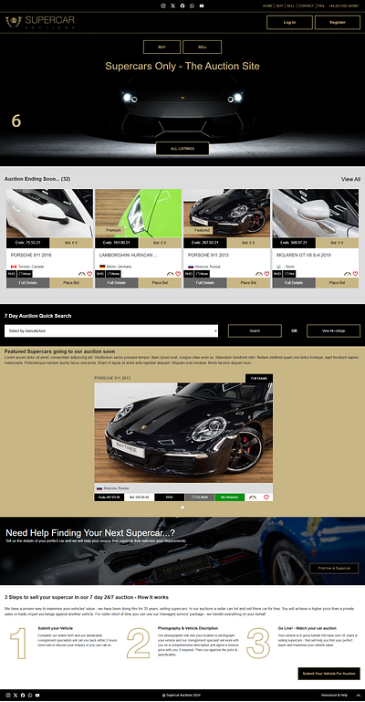 SUPERCAR AUCTIONS creativeagencywebsite customwebdesign darktheme figma figmatoweb htmlcss interactivedesign landingpage portfoliowebsite responsivedesign startupwebsite web uiux webdesign websitedesign