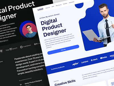 Product Designer Profile - Landing Page branding design designer designer app designer profile digital product designer flat landing page personal portfolio uiux designer ux designer website