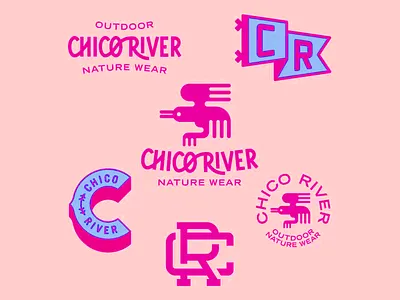 Chico River brand branding chico river chico river logo contemprorary logo cr creative design designer graphic design layout logo logo mark logotype modern nature wear outdoor logo pink combination logo real state visual identity