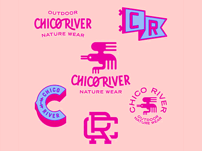 Chico River brand branding chico river chico river logo contemprorary logo cr creative design designer graphic design layout logo logo mark logotype modern nature wear outdoor logo pink combination logo real state visual identity