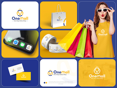 One mall online e-Commerce Logo branding business commerce digital e commerce e logo graphic design logo m letter logo market o letter logo online shop purchase retail sale shop shopping store