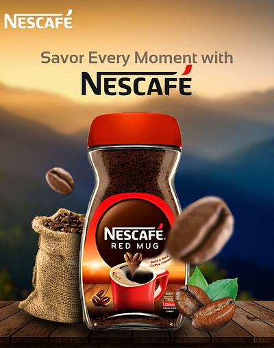 NESCAFE Coffee Poster Design branding coffee poster design design flyer graphic design minimal design natural design poster