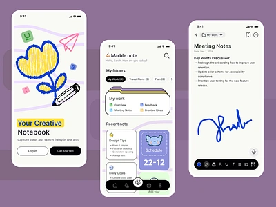 Note-taking App app child color creative design design fun greatdesign minimal mobile note sketch ui uiuxdesign ux writting