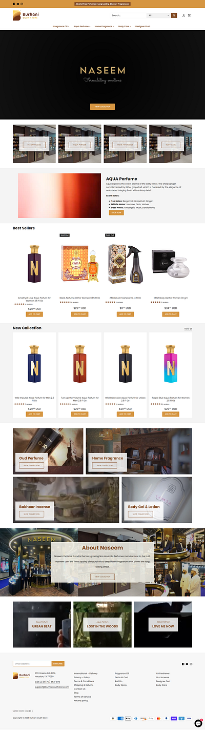 BURHANI OUDH STORE banners customization perfume shopify slider