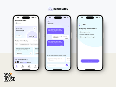 mindbuddy: AI Companion branding graphic design logo ui