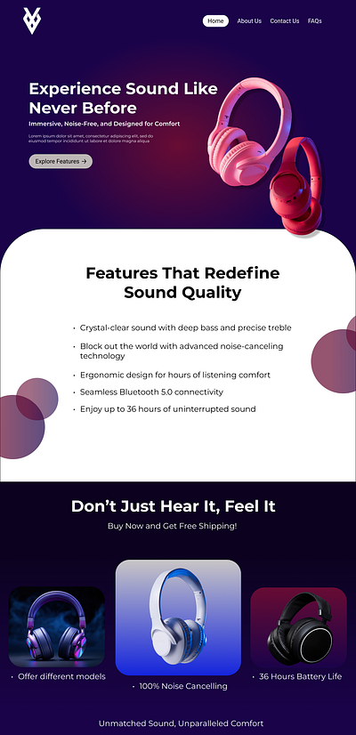 Premium Headphone Webpage cleandesign ecommercedesign graphic design headphonewebsite landingpage minimalisticdesign modernui productpage ui uiuxdesign userexperience webdesign