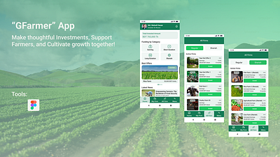 "GFarmer" Mobile App Design agritech appdesign designforgood farmingsolutions investmentapp minimalui mobileappui modernux sustainabledesign uiux