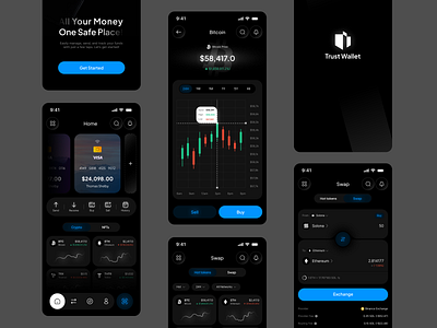 wallet - app app dark design mobile modern product ui uiux ux wallet