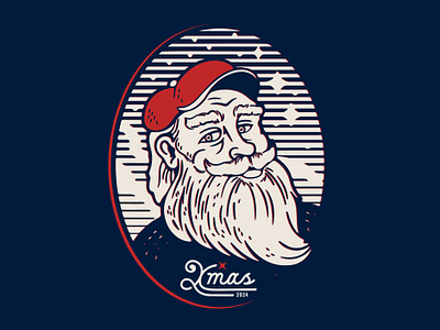 Yearly Santa christmas design drawing graphic design illustration line work logo portrait santa typography vector xmas