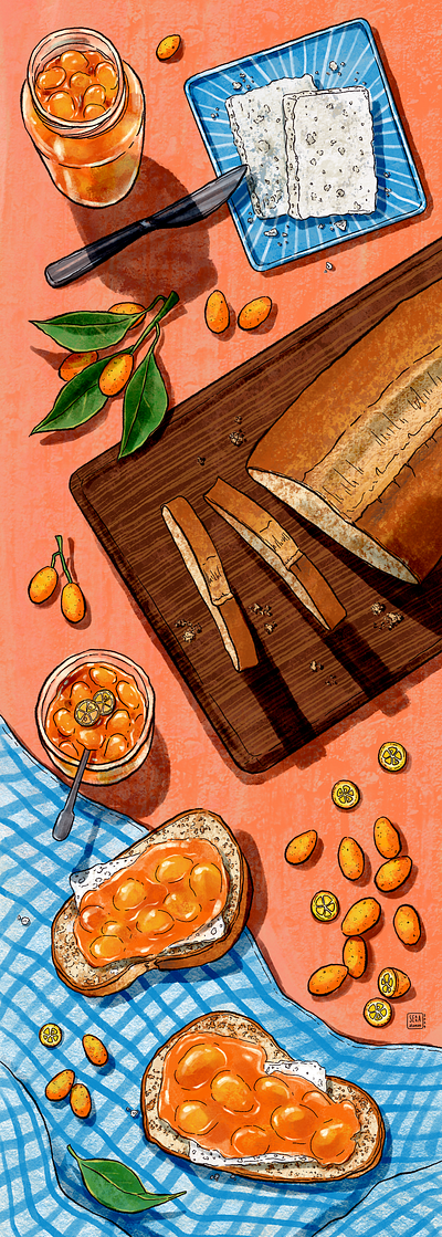 Kumquat Jam colorful digital drawing digital illustration editorial illustration food illustration fruit illustration illustration kumquat