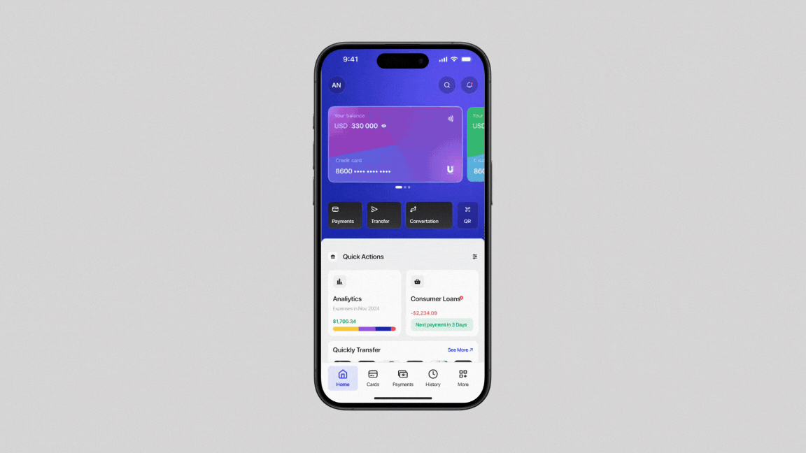 Financial App Redesign - A Modern Take on Money Management blue app financial app mobile app rebranding redesign ui ux