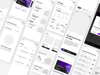 PhonePe Gift Card - High Fidelity Wireframes adobe app design design figma fintech gift card high fidelity wireframe illustrator mobile app phonepe product design ui ux ux case study ux design ux ui vector wireframe wireframes wireframing