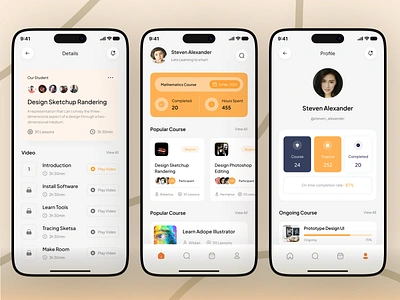 E-Learning Mobile App course app design education education app education website educations language courses learning app learning platform lesson app mobile app mobile learning app motion design online education online learning school app student app ui uiux veducational
