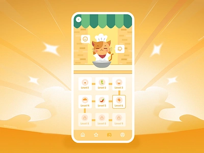 Whisky' Culinary Quest app design cat cooking culinary game design games graphic design homepage illustration level ui vector