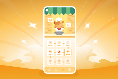 Whisky' Culinary Quest app design cat cooking culinary game design games graphic design homepage illustration level ui vector