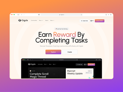 Gigcle Landing Page landingpage questtoear tasktoearn web3 web3landingpage