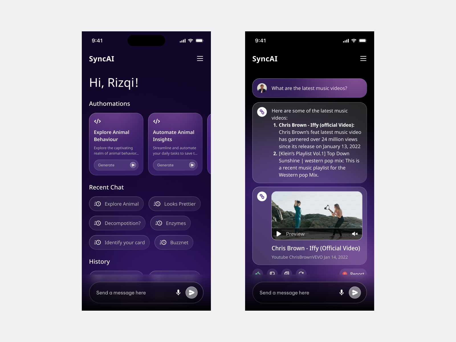SyncAI - First Prompt Chat ai artifical intelligence chat chat app design illustrator message mockups ui