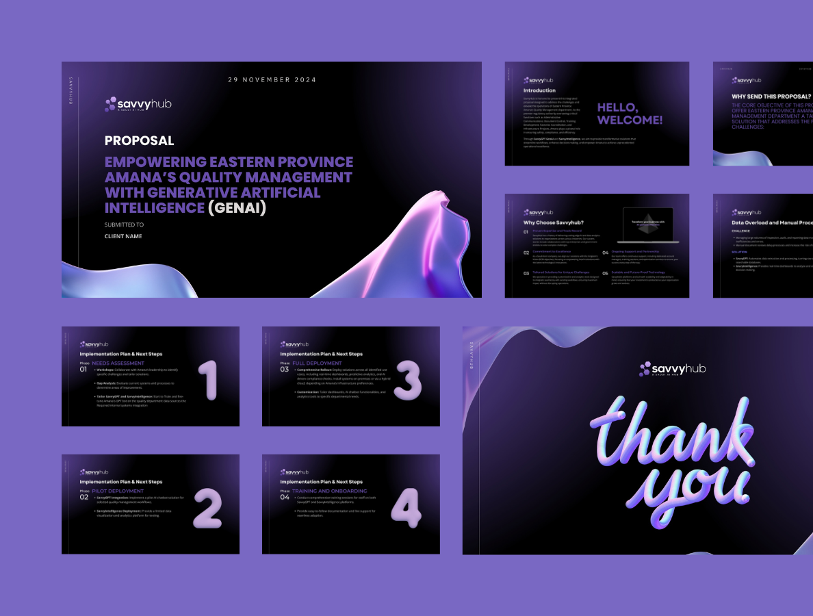 3D Tech Pitch Deck Design for Savvyhub 3d ai ai pitch black dark format graphic design pitch pitch deck pitchdeck ppt pptx presentation presentation 3d purple saas software tech pitch deck tech presentation technology