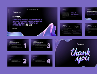 3D Tech Pitch Deck Design for Savvyhub 3d ai ai pitch black dark format graphic design pitch pitch deck pitchdeck ppt pptx presentation presentation 3d purple saas software tech pitch deck tech presentation technology