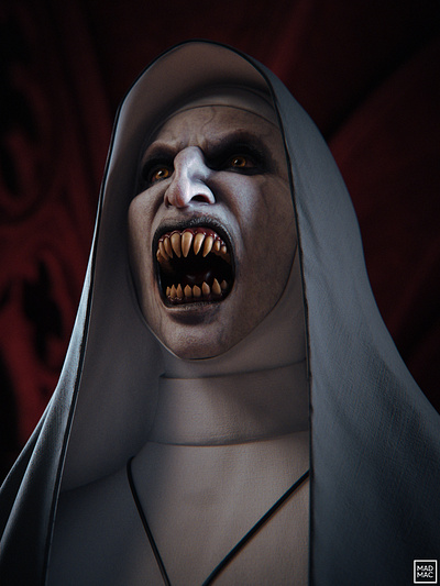 The Nun 3d creepy digital art helloween horror portrait render scary theconjuring thenun thenunmovie valak