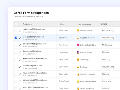 Table Design form data form responses responders data table table design ui