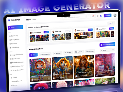 🚀 AI Image Generator Dashboard Design aesthetic dashboard design ai dashboard design ai design tool ui ai powered design platform creative tool dashboard dashboard uxui inspiration design design tools dashboard figma image generator interface modern ui design trending creators showcase ui uidesign uiux user friendly dashboard ux for ai tools uxdesign uxuimonir visual creation dashboard