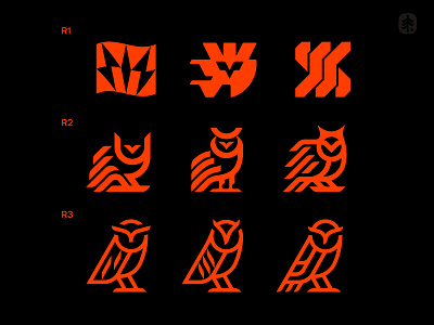 Studio Wisdom process barn owl bird bold logo branding brutalist feather flag horned owl icon iconography letter w lightning bolt logo minimalism nature owl symbol w wisdom wise