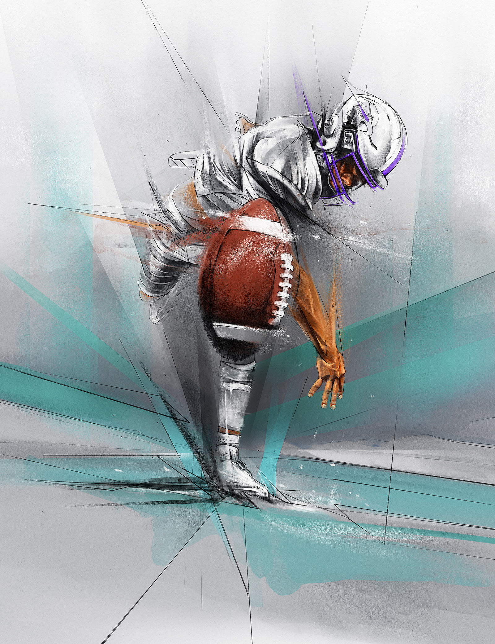 American Football adobe drawing geometric graphite illustration lineart nfl nike