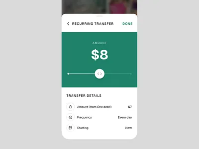 Money Transfer - Bottom Sheet component finance fintech minimal money ransfer payment schedule send money ui user interface ux