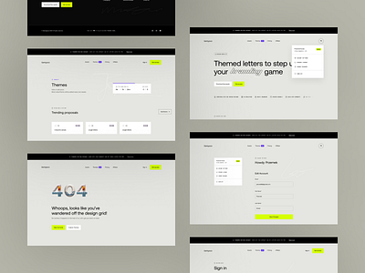 Gentype.io | Summary & Misc Screens 404 account account settigns avatar cards community gentype minimal page sign in sign up theme timer typography ui user user dropdown ux vote voting