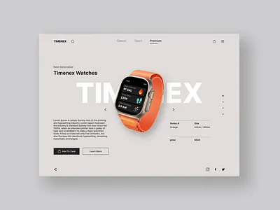 Watch Website branding design header hero header landing page minimal modern smart watch trend ui ui design watch web web design